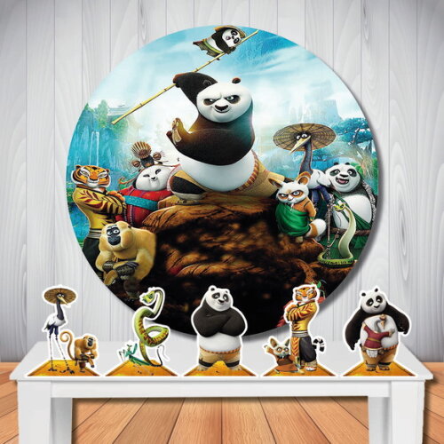 Kit Festa Kung Fu Panda Totem de Mesa e Painel Redondo