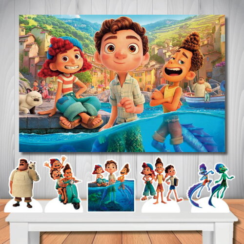 Kit Festa Luca Painel Decoração e Totem de Mesa