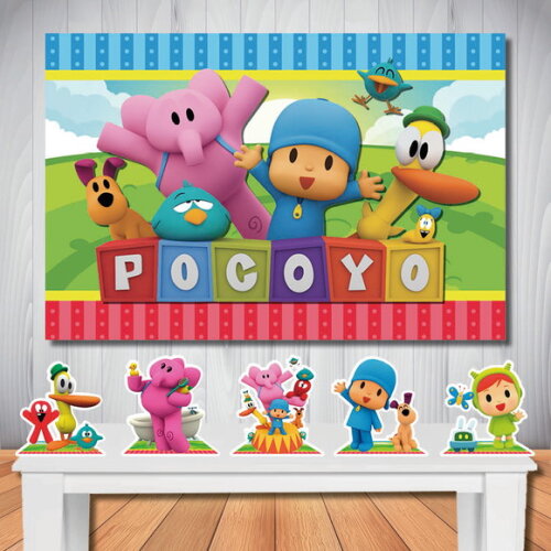 Kit Festa Pocoyo Painel de Aniversário e Totem de Mesa