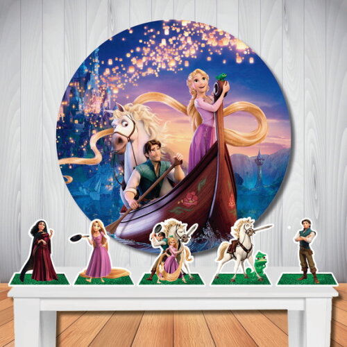 Kit Festa Rapunzel Enrolados Painel Redondo e Totem