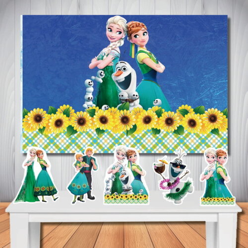 Kit Frozen Fever Painel Infantil 1,5x1,0m e Display de Mesa