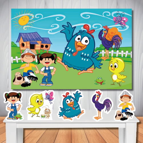 Kit Galinha Pintadinha Painel 1,50x1,00m e Display de Mesa