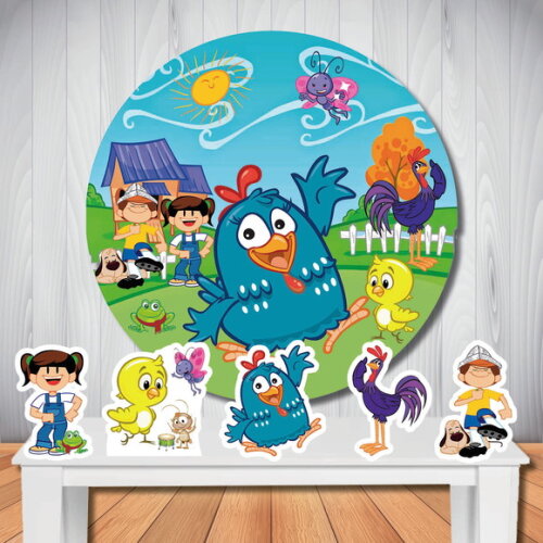 Kit Galinha Pintadinha Painel Redondo 1,50x1,50m e Display