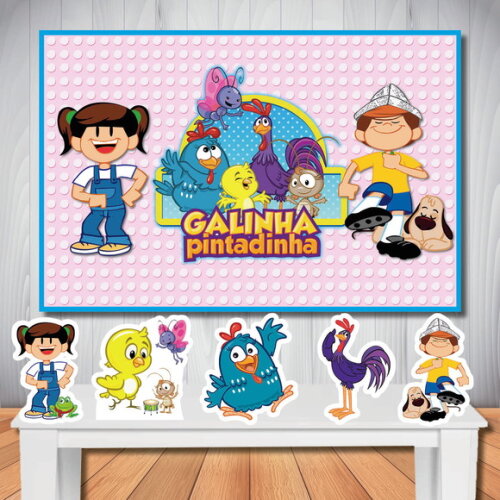 Kit Galinha Pintadinha Painel 1,50x1,00m e Display de Mesa