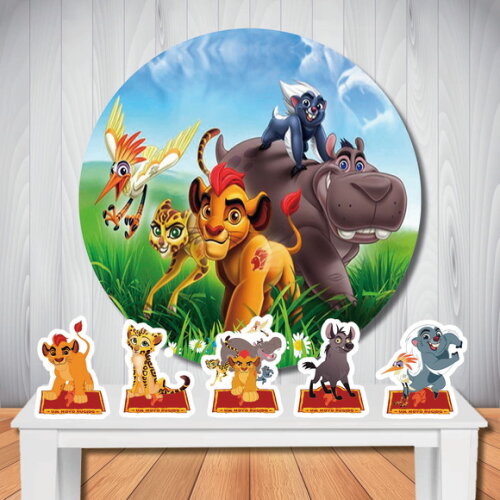 Kit Guarda do Leão Painel Redondo Infantil e Totem de Mesa
