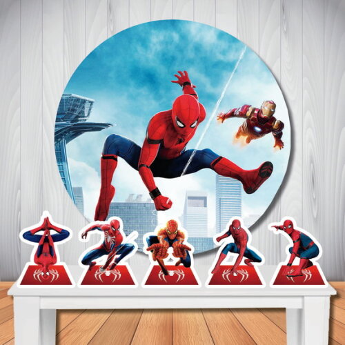 Kit Homem Aranha Painel Redondo e Display de Mesa