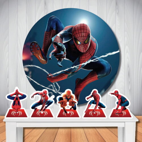 Kit Homem Aranha Painel Redondo e Display de Mesa