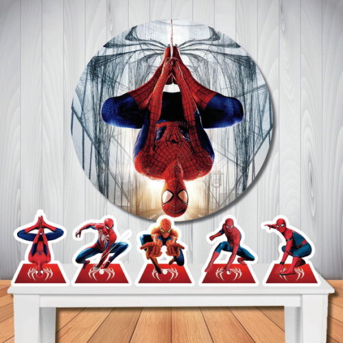 Kit Homem Aranha Painel Redondo e Display de Mesa