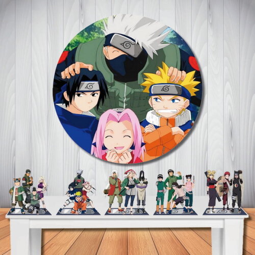 Kit Naruto Painel Redondo de Aniversário e Display de Mesa