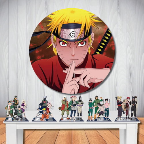 Kit Naruto Painel Redondo de Festa e Display de Mesa