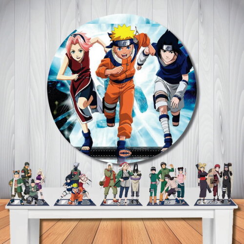 Kit Naruto Painel Redondo de Festa e Display de Mesa