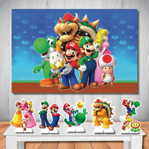 Kit Painel Aniversário 1,5x1,0m Display mdf Super Mário Bros