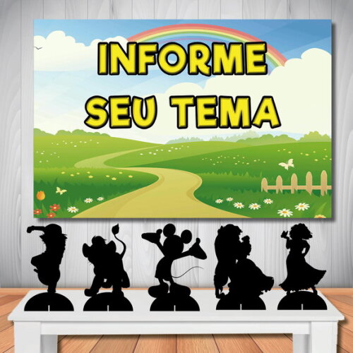 Kit Painel de Aniversário 1,50x1,00 e Display de Mesa Temas