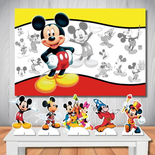 Kit Painel de Anivarsário 1,5x1,0m e Display de Mesa Mickey