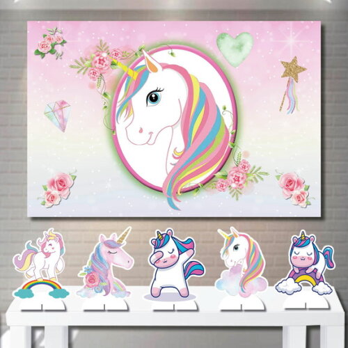 Kit Painel de Aniversário 1,5x1,0m e Display Unicórnio