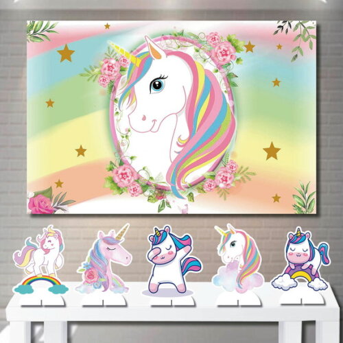 Kit Painel de Aniversário 1,5x1,0m e Totem mdf Unicórnio