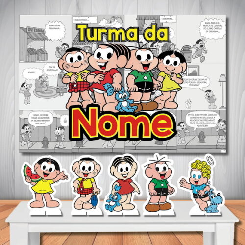 Kit Painel de Aniversário e Display Mesa mdf Turma da Mônica