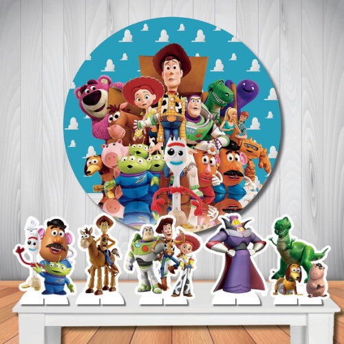 Kit Painel de Aniversário Redondo 1,5m e Display Toy Story
