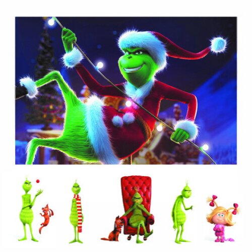 Kit Painel de Festa 1,50x1,00m e Totem o Grinch