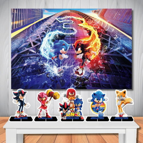 Kit Painel de Aniversário Top e Display de Mesa Sonic 3