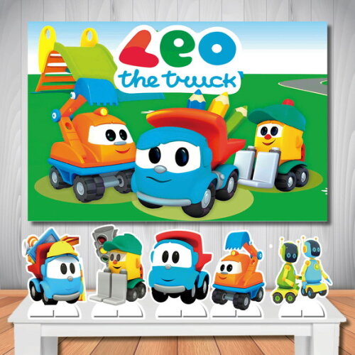 Kit Painel de Festa 1,5x1,0m e Display de Mesa Leo Caminhão