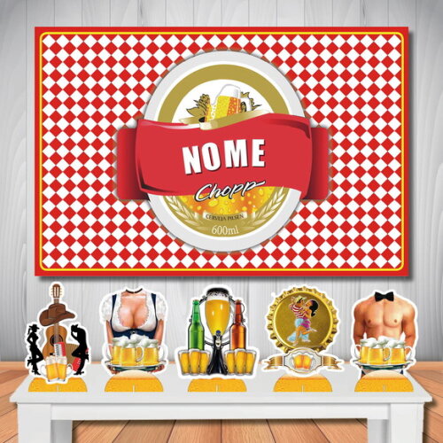 Kit Painel de Festa 1,5x1,0m e Display mdf Boteco Brahma