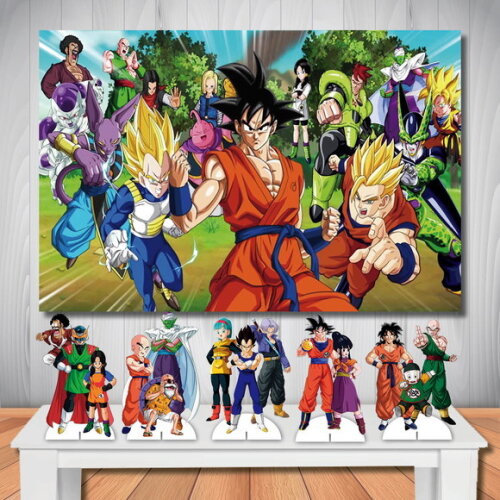 Kit Painel de Festa 1,5x1,0m e Display mdf Dragon Ball Z