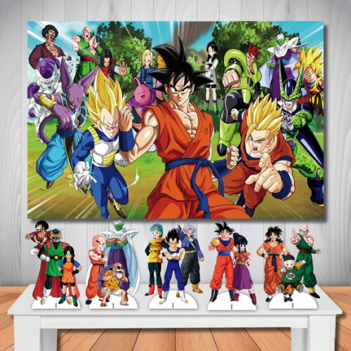 Kit Painel de Festa 1,5x1,0m e Totem mdf Dragon Ball Z