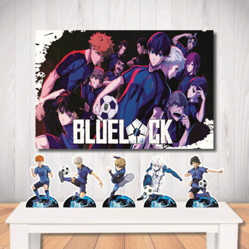 Kit Painel de Festa Mega 1,5x1,0m Blue Lock e Display Mesa