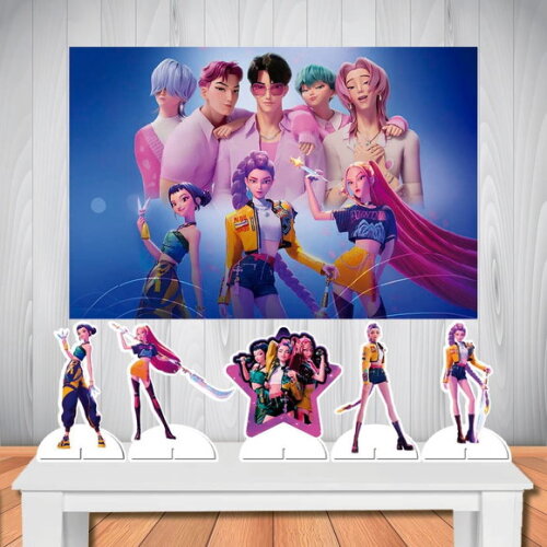 Kit Painel de Festa Mega 1,5x1,0m Totem Guerreiras do Kpop