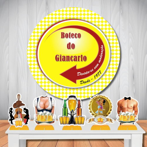 Kit Painel de Festa Redondo 1,5m e Display Boteco Skol