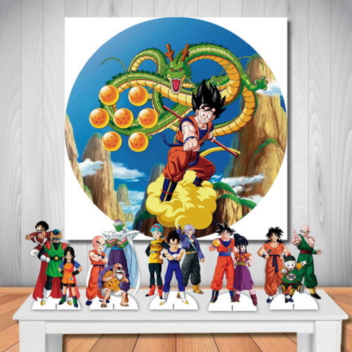 Kit Painel de Festa Redondo 1,5m e Display Dragon Ball Z