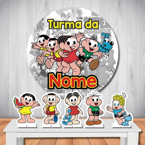 Kit Painel de Festa Redondo e Display Turma da Mônica