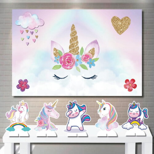 Kit Painel Decoração 1,5x1,0m e Display mdf Unicórnio