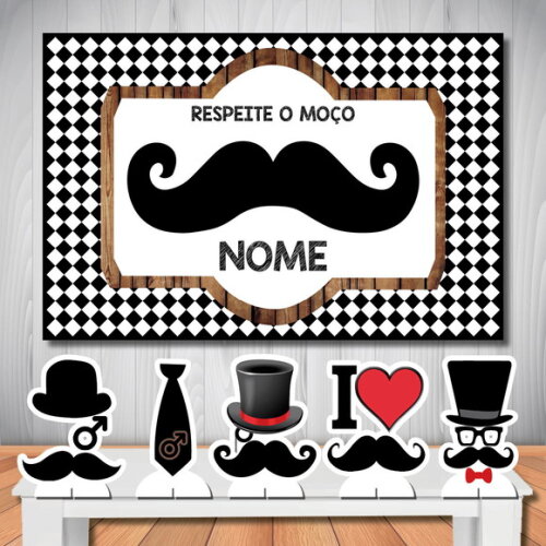 Kit Painel Decoração 1,5x1,0m e Display mdf Bigode Grosso