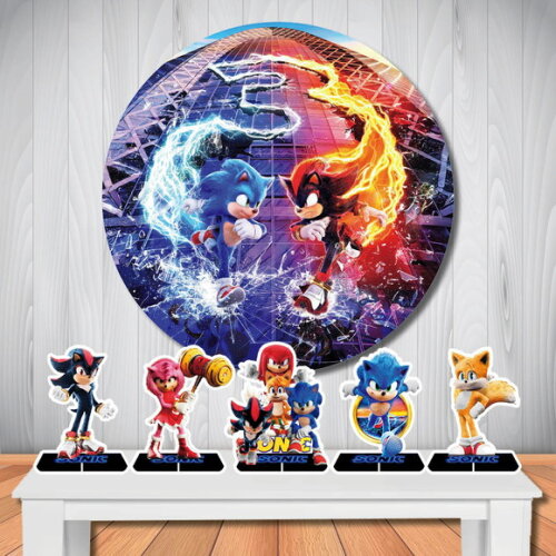 Kit Painel Redondo de Aniversário e Display Sonic 3