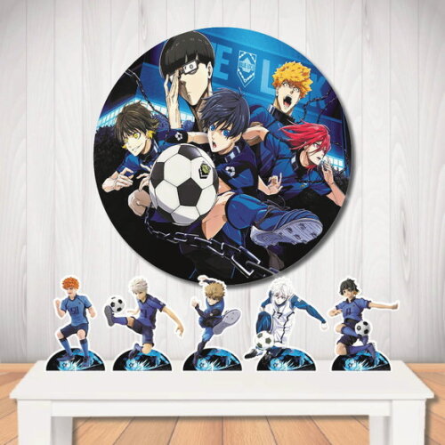 Kit Painel Redondo de Festa Blue Lock e Display de Mesa