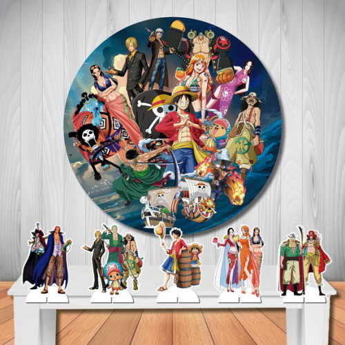 Kit Painel Redondo de Festa e Display de Mesa One Piece