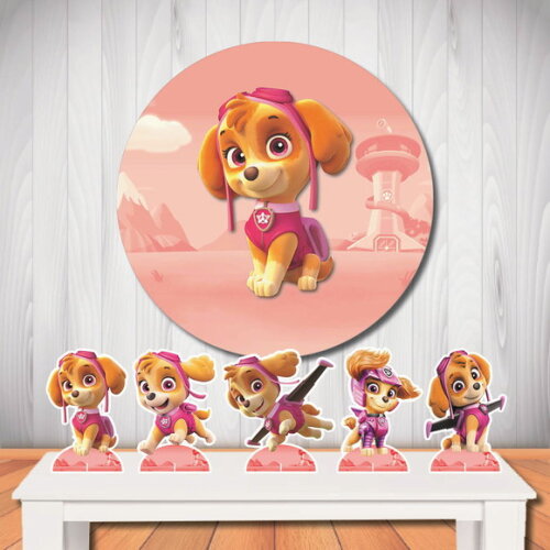 Kit Painel Redondo de Festa e Display Skye Patrulha Canina