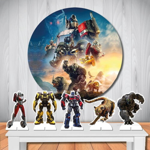 Kit Painel Redondo de Festa e Display Transformers