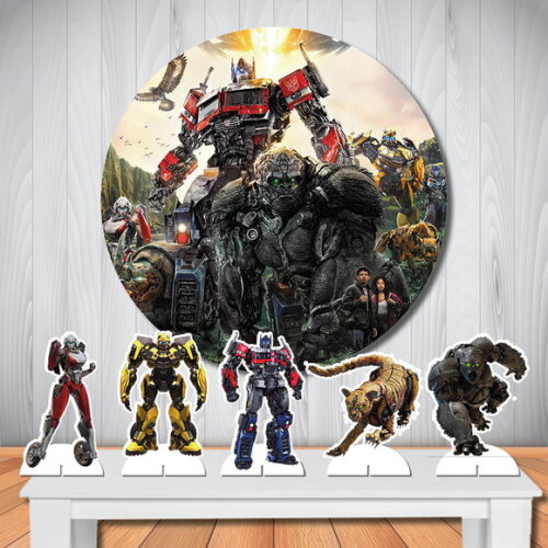 Kit Painel Redondo de Festa e Display Transformers