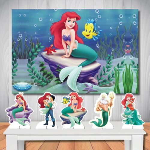 Kit Pequena Sereia Painel de Festa e Display - 1,50x1,00m