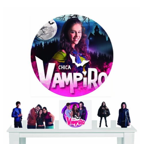 Kit Totem e Painel Redondo Chica Vampiro - 1,50x1,50m