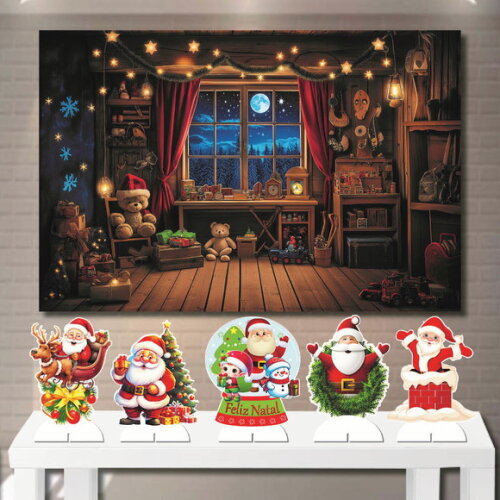 Painel Cenário de Festa 1,5x1,0m e Kit Display mdf Natal