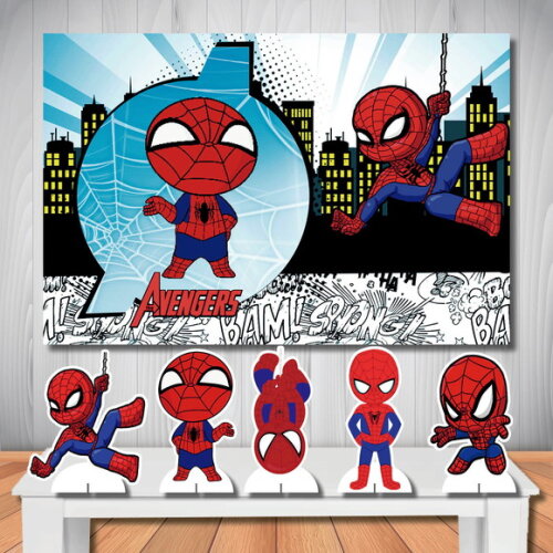 Painel de Aniversário e Kit Display D Mesa Homem Aranha Cute
