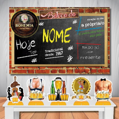 Painel de Aniversário e Kit Display de Mesa Boteco