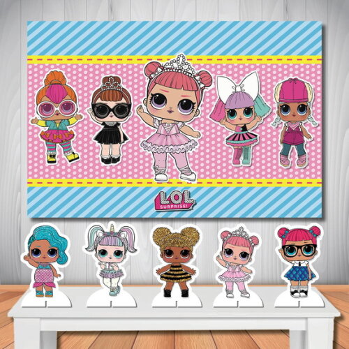 Painel de Aniversário e Kit Display de Mesa Lol - 1,50x1,00m