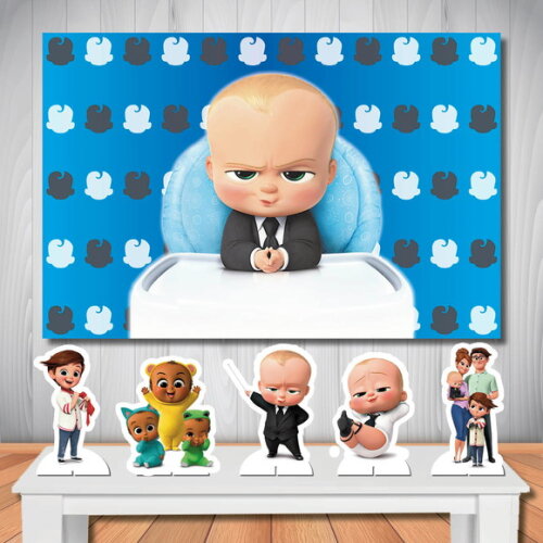 Painel de Aniversário e Kit Display mdf Poderoso Chefinho