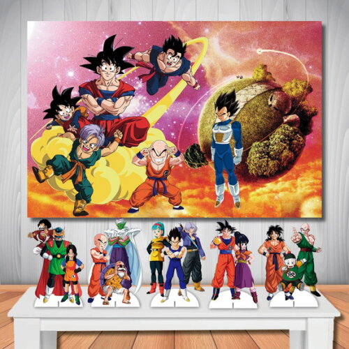 Painel de Aniversário e Kit Totem de Mesa Dragon Ball Z