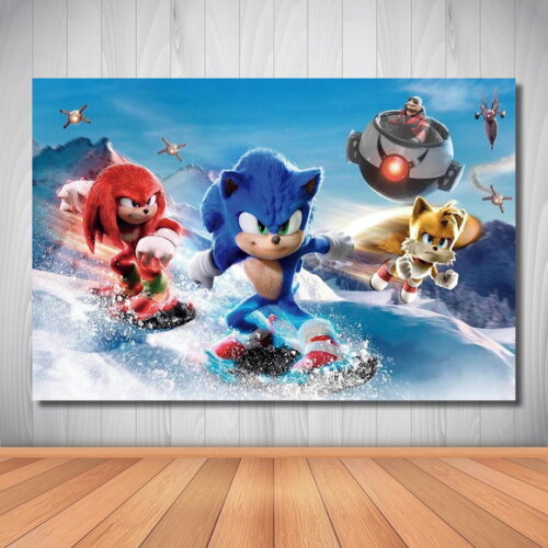 Painel de Aniversário Infantil Sonic Filme 2 - 1,50x1,00m